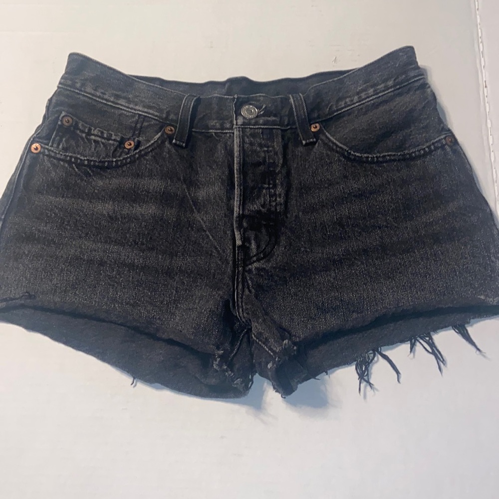 Levi 501 black button fly jean shorts W27